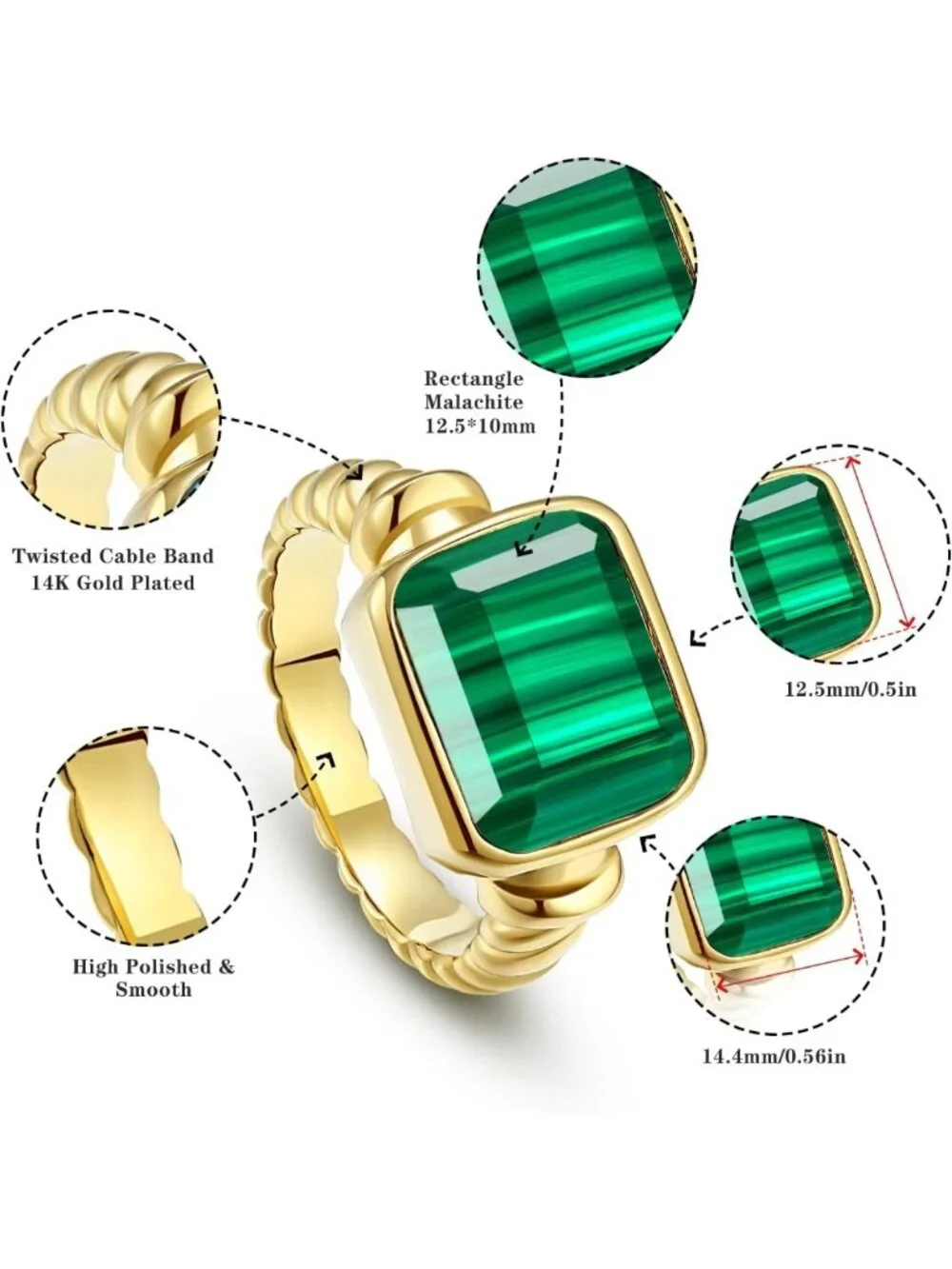 Chunky 14K Gold Plated Rings for Women, Adjustable Size 5-10, Trendy Jewelry